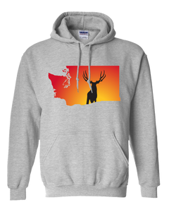 Pullover Hooded Sweatshirt Washington Athletic Heather Mule Deer Vibrant Design High Quality Tight Knit Ring Spun Low Maintenance Cotton Printed With The Newest Available Color Transfer Technology