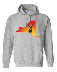 Pullover Hooded Sweatshirt New York Athletic Heather Whitetail Deer Vibrant Design High Quality Tight Knit Ring Spun Low Maintenance Cotton Printed With The Newest Available Color Transfer Technology
