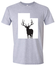 Load image into Gallery viewer, Short Sleeve T-Shirt Utah Athletic Heather Elk Vibrant Design High Quality Tight Knit Ring Spun Low Maintenance Cotton Printed With The Newest Available Color Transfer Technology