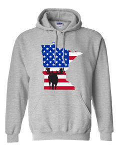 Pullover Hooded Sweatshirt Minnesota Athletic Heather Moose Vibrant Design High Quality Tight Knit Ring Spun Low Maintenance Cotton Printed With The Newest Available Color Transfer Technology