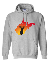 Load image into Gallery viewer, Pullover Hooded Sweatshirt West Virginia Athletic Heather Whitetail Deer Vibrant Design High Quality Tight Knit Ring Spun Low Maintenance Cotton Printed With The Newest Available Color Transfer Technology
