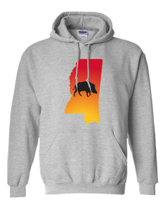 Pullover Hooded Sweatshirt Mississippi Athletic Heather Wild Hog Vibrant Design High Quality Tight Knit Ring Spun Low Maintenance Cotton Printed With The Newest Available Color Transfer Technology