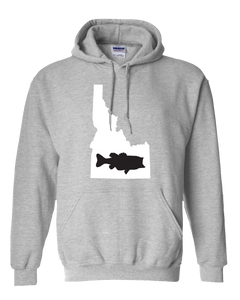 Pullover Hooded Sweatshirt Idaho Athletic Heather Large Mouth Bass Vibrant Design High Quality Tight Knit Ring Spun Low Maintenance Cotton Printed With The Newest Available Color Transfer Technology
