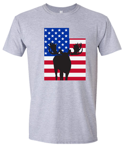 Short Sleeve T-Shirt Utah Athletic Heather Moose Vibrant Design High Quality Tight Knit Ring Spun Low Maintenance Cotton Printed With The Newest Available Color Transfer Technology