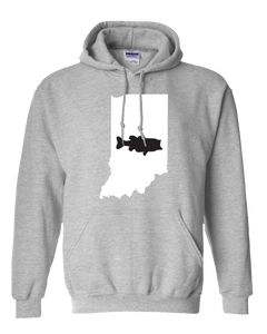 Pullover Hooded Sweatshirt Indiana Athletic Heather Large Mouth Bass Vibrant Design High Quality Tight Knit Ring Spun Low Maintenance Cotton Printed With The Newest Available Color Transfer Technology