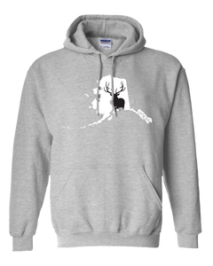 Pullover Hooded Sweatshirt Alaska Athletic Heather Elk Vibrant Design High Quality Tight Knit Ring Spun Low Maintenance Cotton Printed With The Newest Available Color Transfer Technology