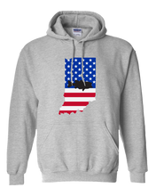 Load image into Gallery viewer, Pullover Hooded Sweatshirt Indiana Athletic Heather Large Mouth Bass Vibrant Design High Quality Tight Knit Ring Spun Low Maintenance Cotton Printed With The Newest Available Color Transfer Technology