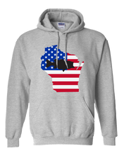 Load image into Gallery viewer, Pullover Hooded Sweatshirt Wisconsin Athletic Heather Large Mouth Bass Vibrant Design High Quality Tight Knit Ring Spun Low Maintenance Cotton Printed With The Newest Available Color Transfer Technology