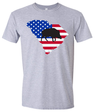 Load image into Gallery viewer, Short Sleeve T-Shirt South Carolina Athletic Heather Wild Hog Vibrant Design High Quality Tight Knit Ring Spun Low Maintenance Cotton Printed With The Newest Available Color Transfer Technology