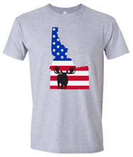 Load image into Gallery viewer, Short Sleeve T-Shirt Idaho Athletic Heather Moose Vibrant Design High Quality Tight Knit Ring Spun Low Maintenance Cotton Printed With The Newest Available Color Transfer Technology