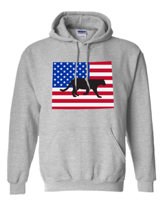 Pullover Hooded Sweatshirt Wyoming Athletic Heather Mountain Lion Vibrant Design High Quality Tight Knit Ring Spun Low Maintenance Cotton Printed With The Newest Available Color Transfer Technology