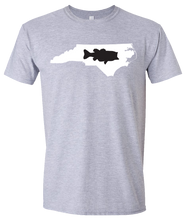 Load image into Gallery viewer, Short Sleeve T-Shirt North Carolina Athletic Heather Large Mouth Bass Vibrant Design High Quality Tight Knit Ring Spun Low Maintenance Cotton Printed With The Newest Available Color Transfer Technology