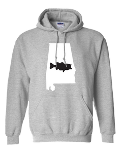 Pullover Hooded Sweatshirt Alabama Athletic Heather Large Mouth Bass Vibrant Design High Quality Tight Knit Ring Spun Low Maintenance Cotton Printed With The Newest Available Color Transfer Technology
