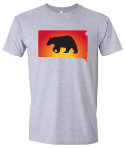 Short Sleeve T-Shirt South Dakota Athletic Heather Black Bear Vibrant Design High Quality Tight Knit Ring Spun Low Maintenance Cotton Printed With The Newest Available Color Transfer Technology