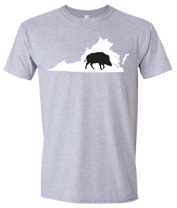 Short Sleeve T-Shirt Virginia Athletic Heather Wild Hog Vibrant Design High Quality Tight Knit Ring Spun Low Maintenance Cotton Printed With The Newest Available Color Transfer Technology