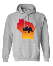 Load image into Gallery viewer, Pullover Hooded Sweatshirt Wisconsin Athletic Heather Wild Hog Vibrant Design High Quality Tight Knit Ring Spun Low Maintenance Cotton Printed With The Newest Available Color Transfer Technology