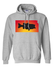 Load image into Gallery viewer, Pullover Hooded Sweatshirt Kansas Athletic Heather Large Mouth Bass Vibrant Design High Quality Tight Knit Ring Spun Low Maintenance Cotton Printed With The Newest Available Color Transfer Technology