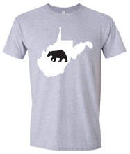 Load image into Gallery viewer, Short Sleeve T-Shirt West Virginia Athletic Heather Black Bear Vibrant Design High Quality Tight Knit Ring Spun Low Maintenance Cotton Printed With The Newest Available Color Transfer Technology