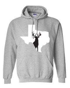 Pullover Hooded Sweatshirt Texas Athletic Heather Whitetail Deer Vibrant Design High Quality Tight Knit Ring Spun Low Maintenance Cotton Printed With The Newest Available Color Transfer Technology
