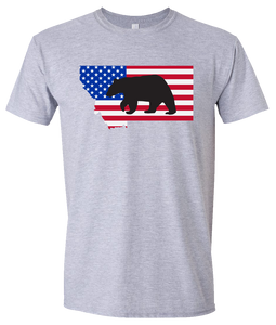 Short Sleeve T-Shirt Montana Athletic Heather Black Bear Vibrant Design High Quality Tight Knit Ring Spun Low Maintenance Cotton Printed With The Newest Available Color Transfer Technology