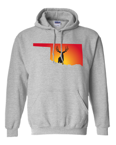 Pullover Hooded Sweatshirt Oklahoma Athletic Heather Mule Deer Vibrant Design High Quality Tight Knit Ring Spun Low Maintenance Cotton Printed With The Newest Available Color Transfer Technology