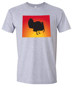 Short Sleeve T-Shirt Wyoming Athletic Heather Turkey Vibrant Design High Quality Tight Knit Ring Spun Low Maintenance Cotton Printed With The Newest Available Color Transfer Technology