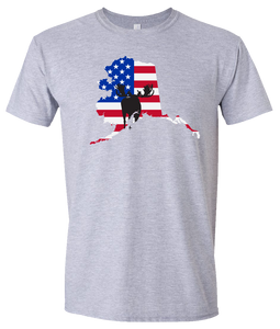 Short Sleeve T-Shirt Alaska Athletic Heather Moose Vibrant Design High Quality Tight Knit Ring Spun Low Maintenance Cotton Printed With The Newest Available Color Transfer Technology