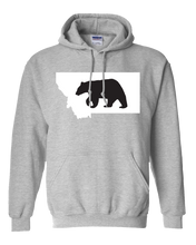 Load image into Gallery viewer, Pullover Hooded Sweatshirt Montana Athletic Heather Black Bear Vibrant Design High Quality Tight Knit Ring Spun Low Maintenance Cotton Printed With The Newest Available Color Transfer Technology