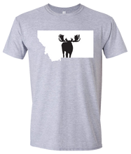 Load image into Gallery viewer, Short Sleeve T-Shirt Montana Athletic Heather Moose Vibrant Design High Quality Tight Knit Ring Spun Low Maintenance Cotton Printed With The Newest Available Color Transfer Technology