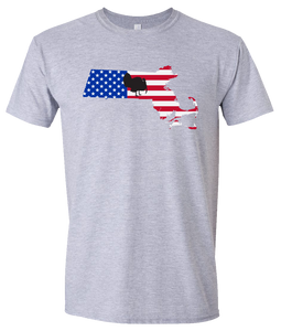 Short Sleeve T-Shirt Massachusetts Athletic Heather Turkey Vibrant Design High Quality Tight Knit Ring Spun Low Maintenance Cotton Printed With The Newest Available Color Transfer Technology