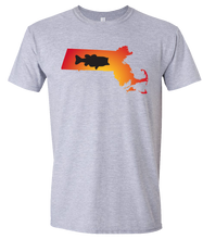 Load image into Gallery viewer, Short Sleeve T-Shirt Massachusetts Athletic Heather Large Mouth Bass Vibrant Design High Quality Tight Knit Ring Spun Low Maintenance Cotton Printed With The Newest Available Color Transfer Technology