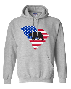 Pullover Hooded Sweatshirt South Carolina Athletic Heather Black Bear Vibrant Design High Quality Tight Knit Ring Spun Low Maintenance Cotton Printed With The Newest Available Color Transfer Technology