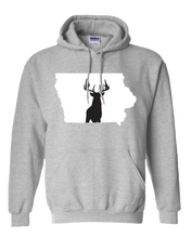 Load image into Gallery viewer, Pullover Hooded Sweatshirt Iowa Athletic Heather Whitetail Deer Vibrant Design High Quality Tight Knit Ring Spun Low Maintenance Cotton Printed With The Newest Available Color Transfer Technology