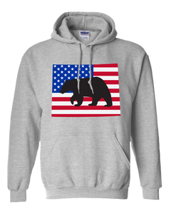 Pullover Hooded Sweatshirt Wyoming Athletic Heather Black Bear Vibrant Design High Quality Tight Knit Ring Spun Low Maintenance Cotton Printed With The Newest Available Color Transfer Technology