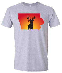 Short Sleeve T-Shirt Iowa Athletic Heather Whitetail Deer Vibrant Design High Quality Tight Knit Ring Spun Low Maintenance Cotton Printed With The Newest Available Color Transfer Technology