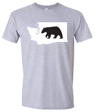 Load image into Gallery viewer, Short Sleeve T-Shirt Washington Athletic Heather Black Bear Vibrant Design High Quality Tight Knit Ring Spun Low Maintenance Cotton Printed With The Newest Available Color Transfer Technology