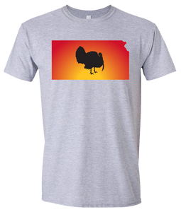 Short Sleeve T-Shirt Kansas Athletic Heather Turkey Vibrant Design High Quality Tight Knit Ring Spun Low Maintenance Cotton Printed With The Newest Available Color Transfer Technology
