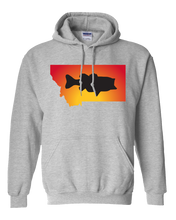 Load image into Gallery viewer, Pullover Hooded Sweatshirt Montana Athletic Heather Large Mouth Bass Vibrant Design High Quality Tight Knit Ring Spun Low Maintenance Cotton Printed With The Newest Available Color Transfer Technology