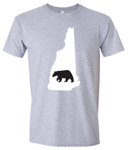 Load image into Gallery viewer, Short Sleeve T-Shirt New Hampshire Athletic Heather Black Bear Vibrant Design High Quality Tight Knit Ring Spun Low Maintenance Cotton Printed With The Newest Available Color Transfer Technology