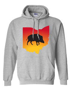 Pullover Hooded Sweatshirt Ohio Athletic Heather Wild Hog Vibrant Design High Quality Tight Knit Ring Spun Low Maintenance Cotton Printed With The Newest Available Color Transfer Technology