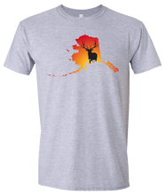 Load image into Gallery viewer, Short Sleeve T-Shirt Alaska Athletic Heather Elk Vibrant Design High Quality Tight Knit Ring Spun Low Maintenance Cotton Printed With The Newest Available Color Transfer Technology