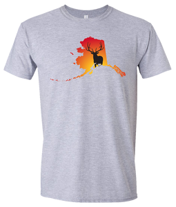 Short Sleeve T-Shirt Alaska Athletic Heather Elk Vibrant Design High Quality Tight Knit Ring Spun Low Maintenance Cotton Printed With The Newest Available Color Transfer Technology
