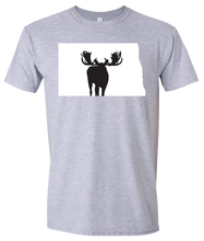 Load image into Gallery viewer, Short Sleeve T-Shirt North Dakota Athletic Heather Moose Vibrant Design High Quality Tight Knit Ring Spun Low Maintenance Cotton Printed With The Newest Available Color Transfer Technology