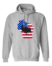 Load image into Gallery viewer, Pullover Hooded Sweatshirt Wisconsin Athletic Heather Turkey Vibrant Design High Quality Tight Knit Ring Spun Low Maintenance Cotton Printed With The Newest Available Color Transfer Technology