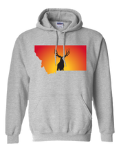 Load image into Gallery viewer, Pullover Hooded Sweatshirt Montana Athletic Heather Mule Deer Vibrant Design High Quality Tight Knit Ring Spun Low Maintenance Cotton Printed With The Newest Available Color Transfer Technology