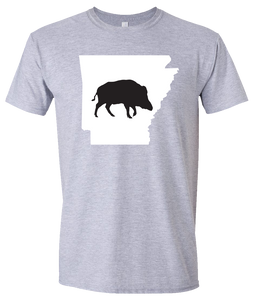 Short Sleeve T-Shirt Arkansas Athletic Heather Wild Hog Vibrant Design High Quality Tight Knit Ring Spun Low Maintenance Cotton Printed With The Newest Available Color Transfer Technology