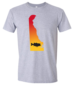 Short Sleeve T-Shirt Delaware Athletic Heather Large Mouth Bass Vibrant Design High Quality Tight Knit Ring Spun Low Maintenance Cotton Printed With The Newest Available Color Transfer Technology