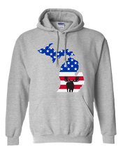 Load image into Gallery viewer, Pullover Hooded Sweatshirt Michigan Athletic Heather Moose Vibrant Design High Quality Tight Knit Ring Spun Low Maintenance Cotton Printed With The Newest Available Color Transfer Technology