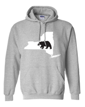 Load image into Gallery viewer, Pullover Hooded Sweatshirt New York Athletic Heather Black Bear Vibrant Design High Quality Tight Knit Ring Spun Low Maintenance Cotton Printed With The Newest Available Color Transfer Technology