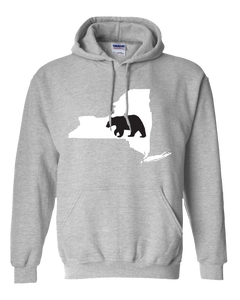 Pullover Hooded Sweatshirt New York Athletic Heather Black Bear Vibrant Design High Quality Tight Knit Ring Spun Low Maintenance Cotton Printed With The Newest Available Color Transfer Technology